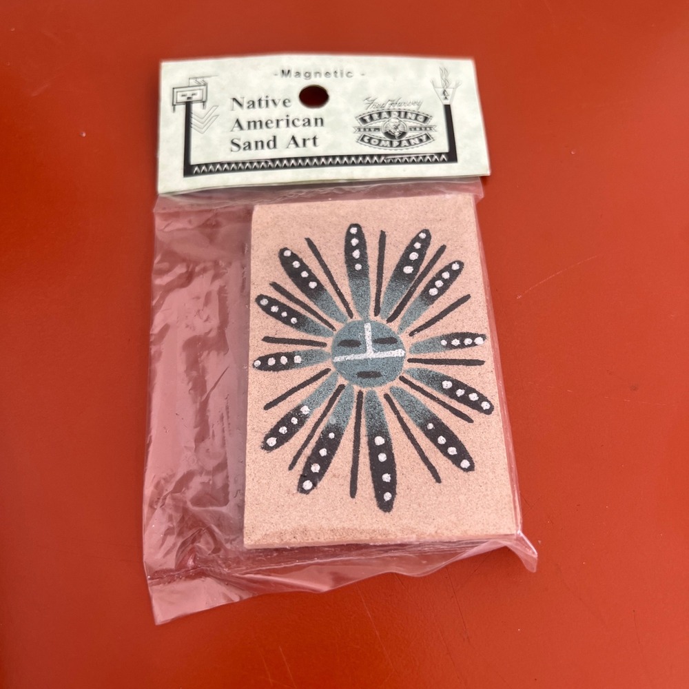 Fred Harvey Trading Co Native American Sand Art Magnet Navajo Healing Symbol 2x3